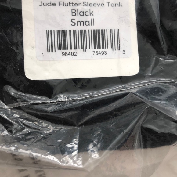 Marine Layer Jude Tank Top Ruffle Flutter Sleeve Crinkled Cotton Black NWT Small - Picture 8 of 8